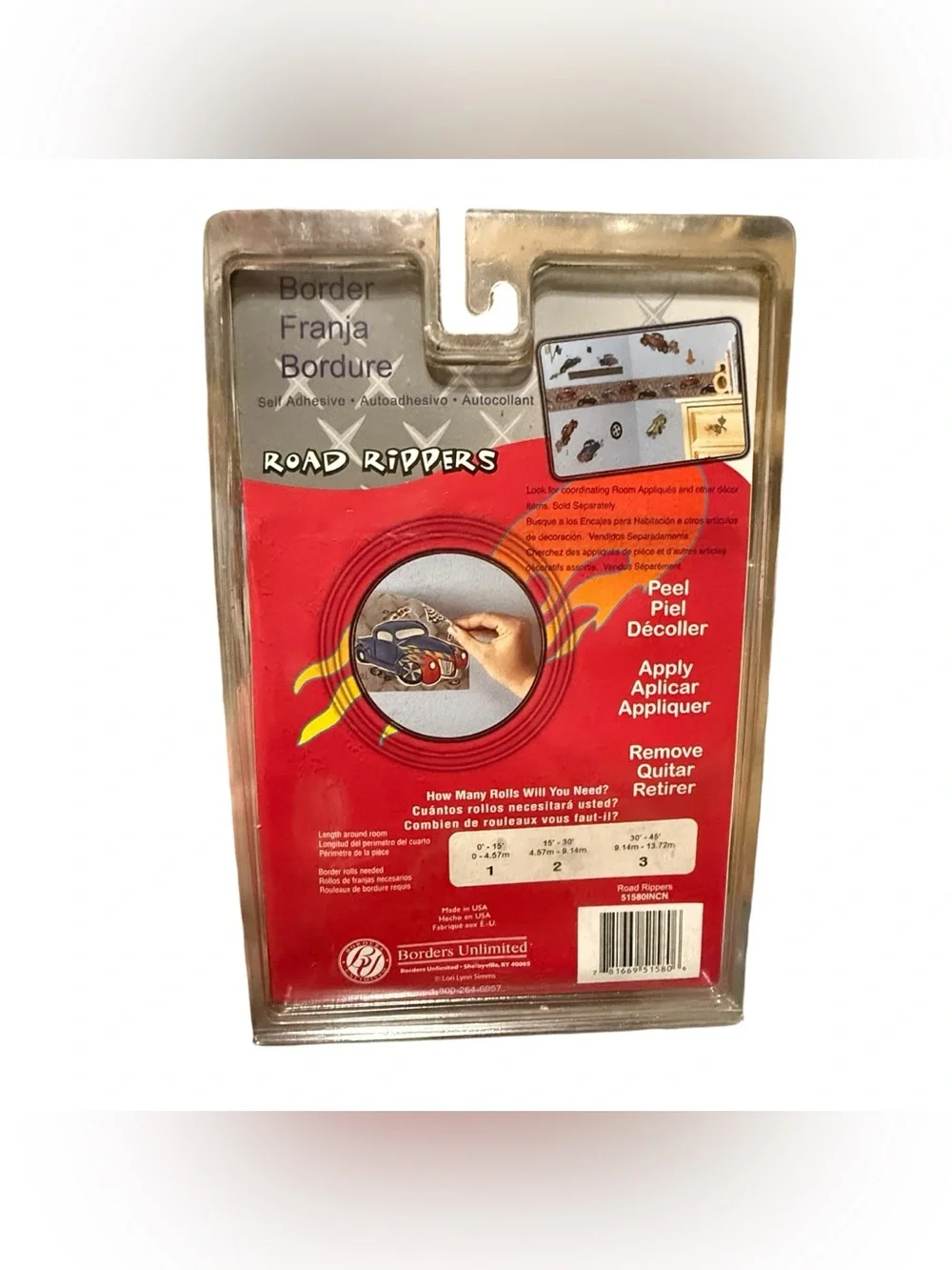 Vtg Borders Unlimited ROAD RIPPERS Car Self Adhesive Wall Border 5